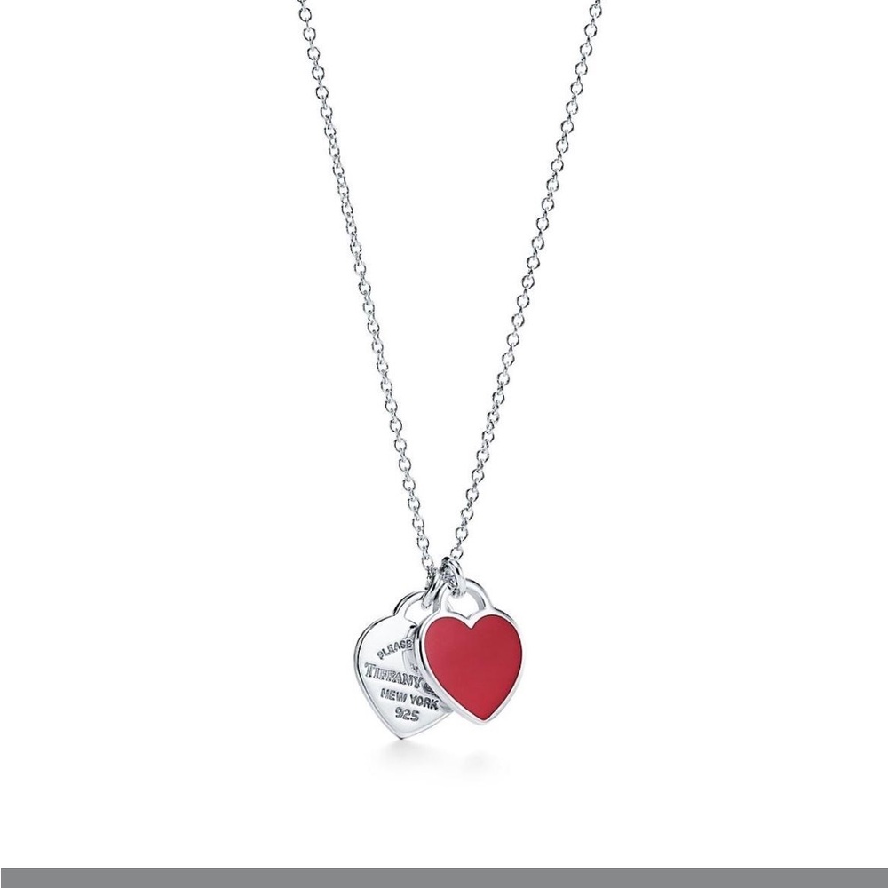 Tiffany & Co. Silver and Red Heart Necklace